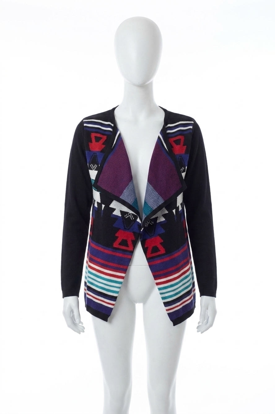 NEW ANGEL southwest draped cardigan in black multi